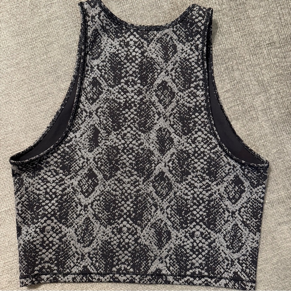 Athleta Viper Midi Tank Top Black Snake Print Reflective Size Medium Python - Picture 3 of 5